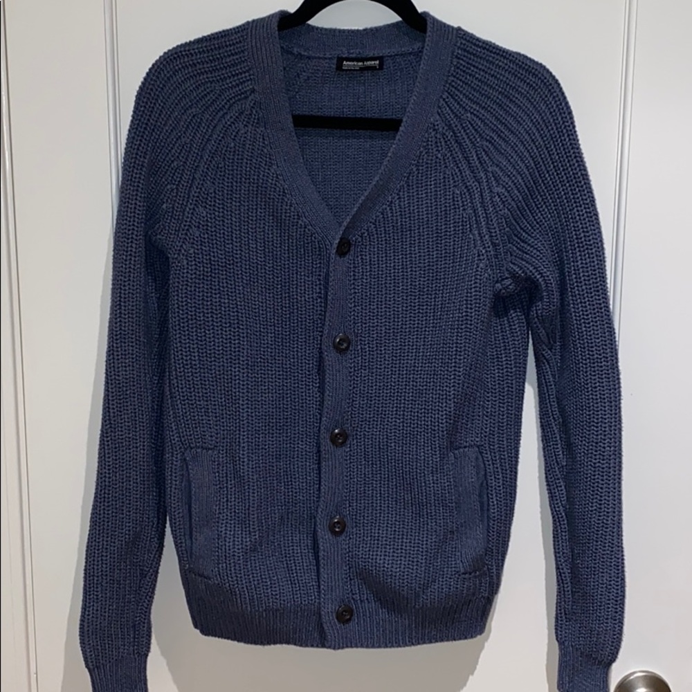 american apparel blue knit sweater cardigan